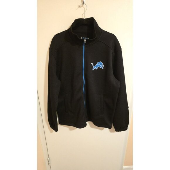 Detroit Lions Jacket Mens XL NFL Apparel Black Zip Pockets EUC Football - Picture 1 of 11